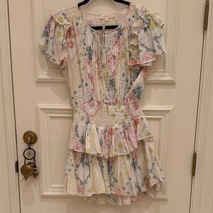 LoveShackFancy Multicolor Floral Ruffle Dress